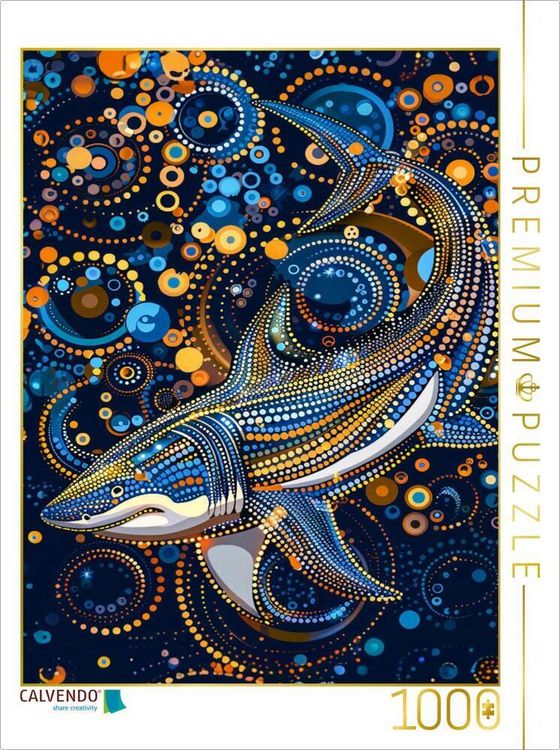 Produktbild: CALVENDO Puzzle Hai im Stile der Aborigine-Kunst | 1000 Teile Lege-Gr&ouml;&szlig;e 64x48cm Foto-Puzzle f&uuml;r gl&uuml;ckliche Stunden