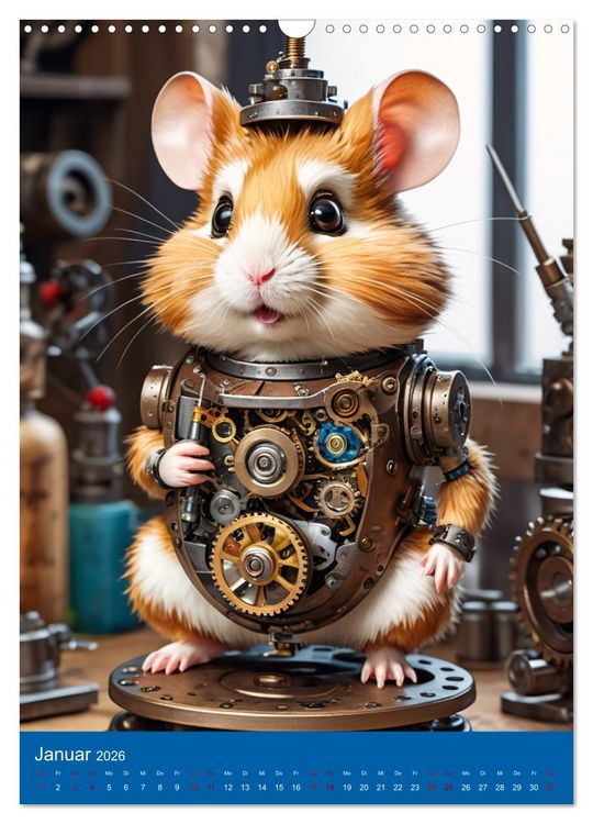 Produktbild: Roboter-Hamster - niedliche kleine Roboter (Wandkalender 2026 DIN A3 hoch), CALVENDO Monatskalender