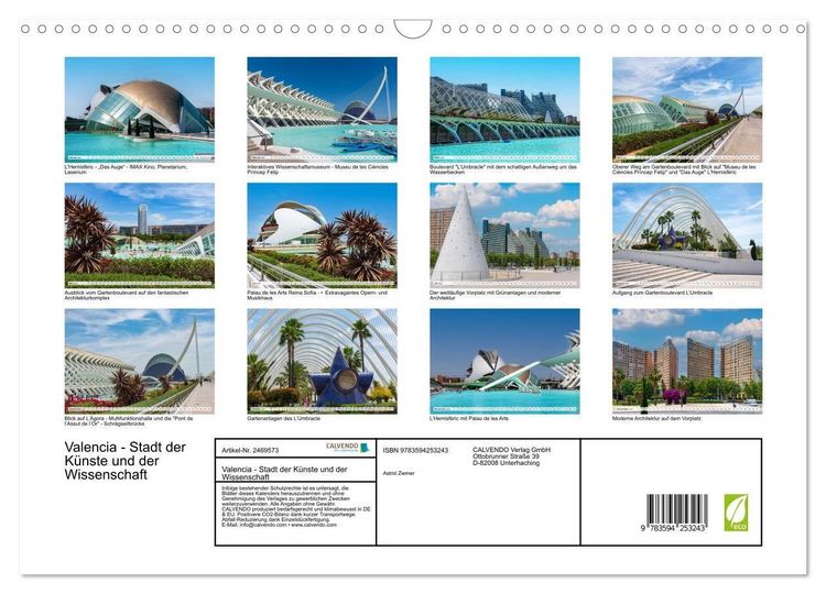 Produktbild: Valencia - Stadt der K&uuml;nste und der Wissenschaft (Wandkalender 2027 DIN A3 quer), CALVENDO Monatskalender