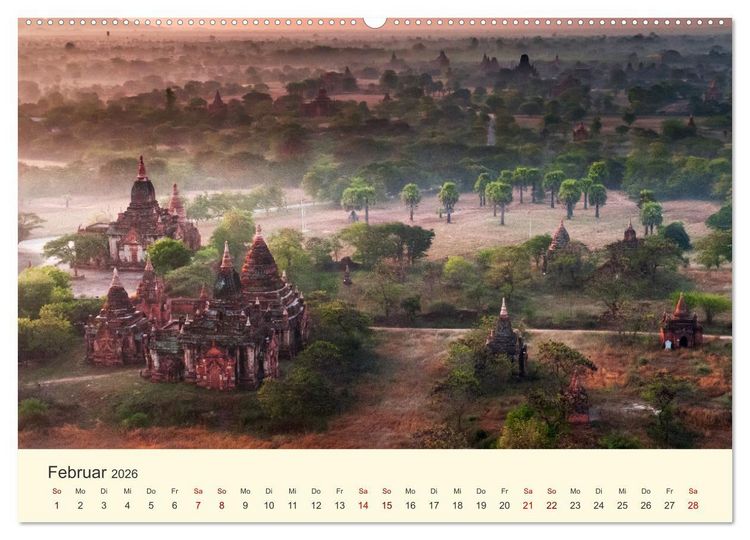 Produktbild: Bagan - Pagode im Wald (hochwertiger Premium Wandkalender 2026 DIN A2 quer), Kunstdruck in Hochglanz
