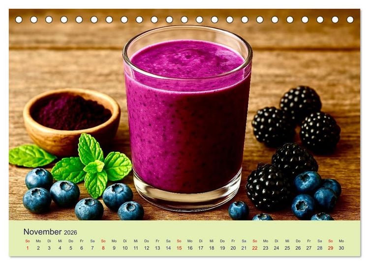 Produktbild: Gesunde Smoothies (Tischkalender 2026 DIN A5 quer), CALVENDO Monatskalender