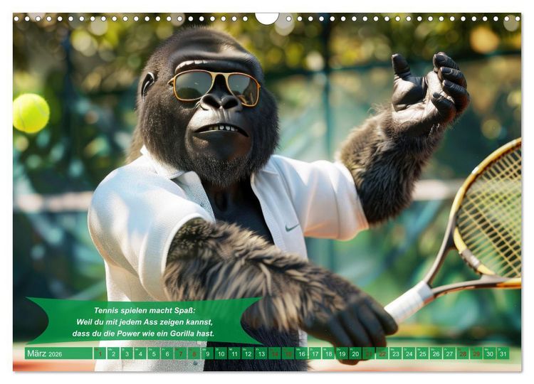 Produktbild: Der tierisch lustige Tennis-Kalender (Wandkalender 2026 DIN A3 quer), CALVENDO Monatskalender
