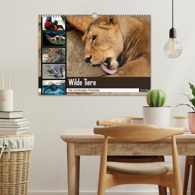 Produktbild: Wilde Tiere - Die sch&ouml;nsten Portraits (Wandkalender 2026 DIN A3 quer), CALVENDO Monatskalender