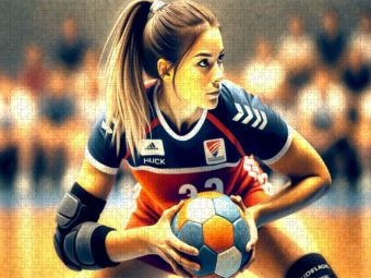 Produktbild: CALVENDO Puzzle Damen Handball: Fokussierte Intensit&auml;t | 1000 Teile Lege-Gr&ouml;&szlig;e 64x48cm Foto-Puzzle f&uuml;r gl&uuml;ckliche Stunden