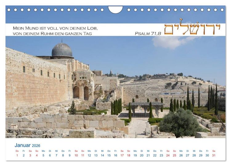 Produktbild: Jerusalem. Kalender mit Bibelworten (Wandkalender 2026 DIN A4 quer), CALVENDO Monatskalender
