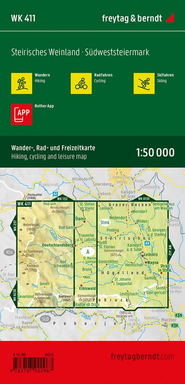 Produktbild: freytag & berndt Wanderkarte WK 411 Steirisches Weinland, S&uuml;dweststeiermark 1:50.000