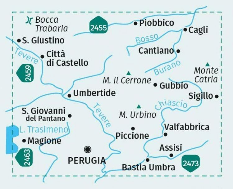 Produktbild: KOMPASS Wanderkarte 2464 Perugia, Assisi, Citt&agrave; di Castello, Gubbio 1:50.000