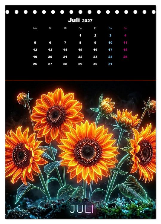 Produktbild: Neon Botanicals - Flora im Lichtrausch (Tischkalender 2027 DIN A5 hoch), CALVENDO Monatskalender