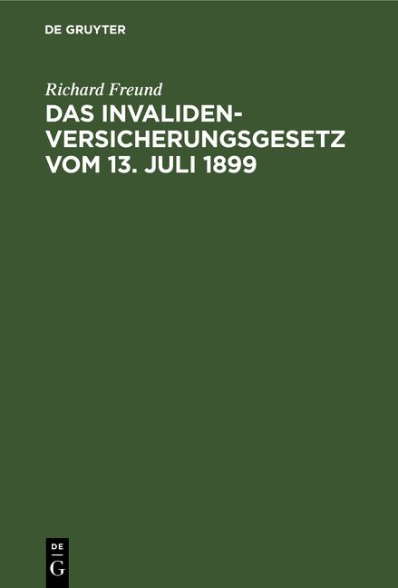 Produktbild: Das Invalidenversicherungsgesetz vom 13. Juli 1899