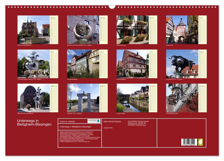 Produktbild: Unterwegs in Bietigheim-Bissingen (Wandkalender 2026 DIN A2 quer), CALVENDO Monatskalender