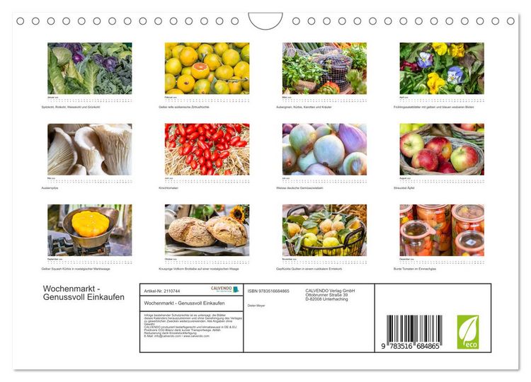Produktbild: Wochenmarkt - Genussvoll Einkaufen (Wandkalender 2026 DIN A4 quer), CALVENDO Monatskalender