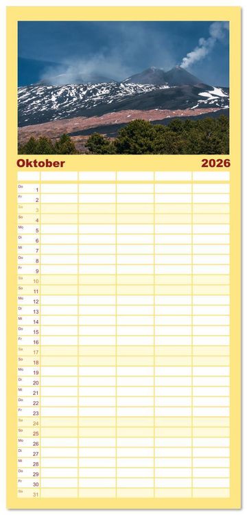 Produktbild: Familienplaner 2026 - &Auml;tna - Europas h&ouml;chster Vulkan mit 5 Spalten (Wandkalender, 21 x 45 cm) CALVENDO