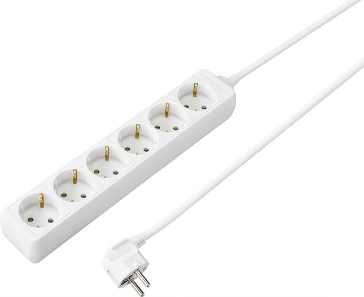 Produktbild: Sygonix SY-4891000 Steckdosenleiste 6fach Wei&szlig; Schutzkontakt 1St.