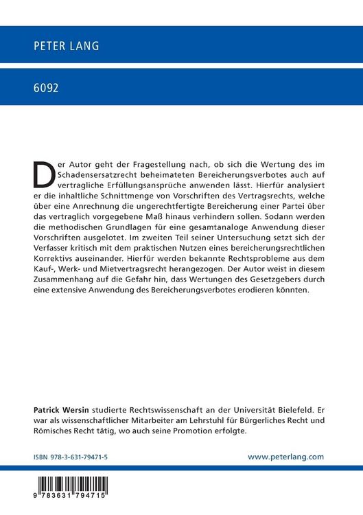 Produktbild: Das Bereicherungsverbot im Vertragsrecht