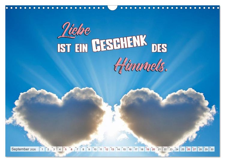 Produktbild: HERZENSSACHE Liebe und Dankbarkeit schenken (Wandkalender 2026 DIN A3 quer), CALVENDO Monatskalender