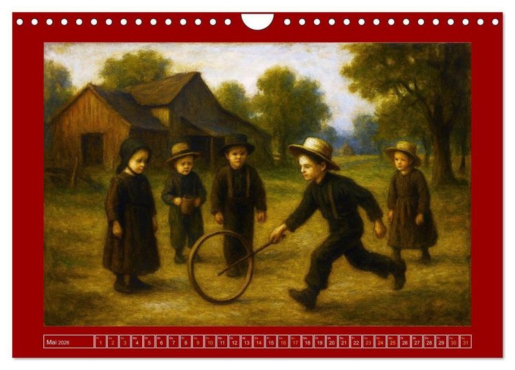 Produktbild: Einfach Leben - Einblicke in die Welt der Amish im Stil alter Gem&auml;lde (Wandkalender 2026 DIN A4 quer), CALVENDO Monatskalender