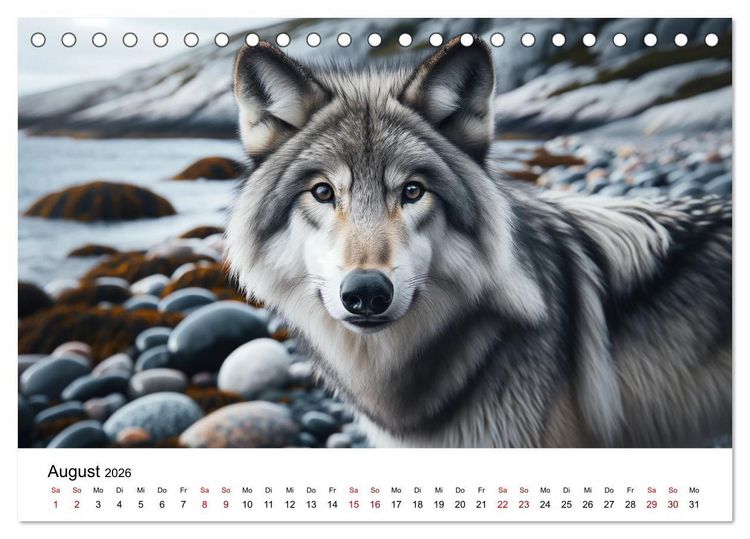 Produktbild: Kanadische K&uuml;stenw&ouml;lfe (Tischkalender 2026 DIN A5 quer), CALVENDO Monatskalender