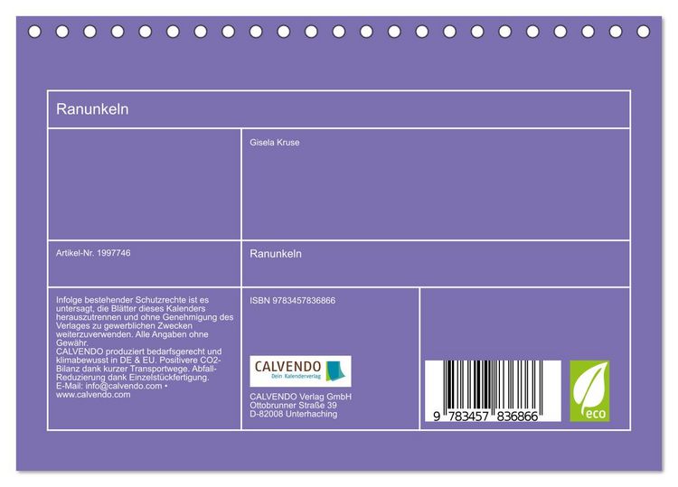 Produktbild: Ranunkeln (Tischkalender 2026 DIN A5 quer), CALVENDO Monatskalender