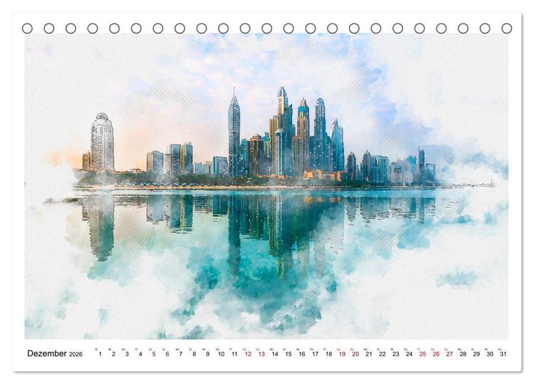 Produktbild: Dubai - Impressionen in Aquarell (Tischkalender 2026 DIN A5 quer), CALVENDO Monatskalender