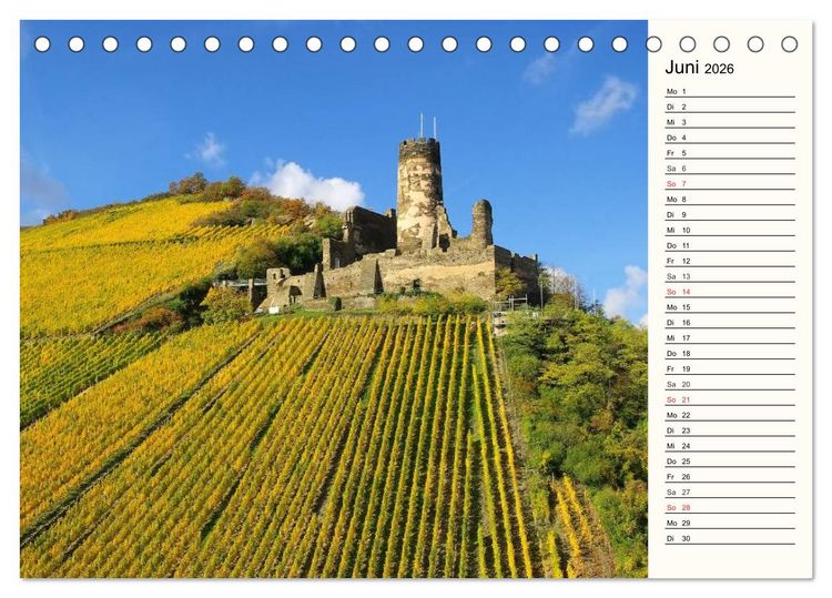 Produktbild: Der Rhein. Oberes Mittelrheintal von Bingen bis Koblenz (Tischkalender 2026 DIN A5 quer), CALVENDO Monatskalender
