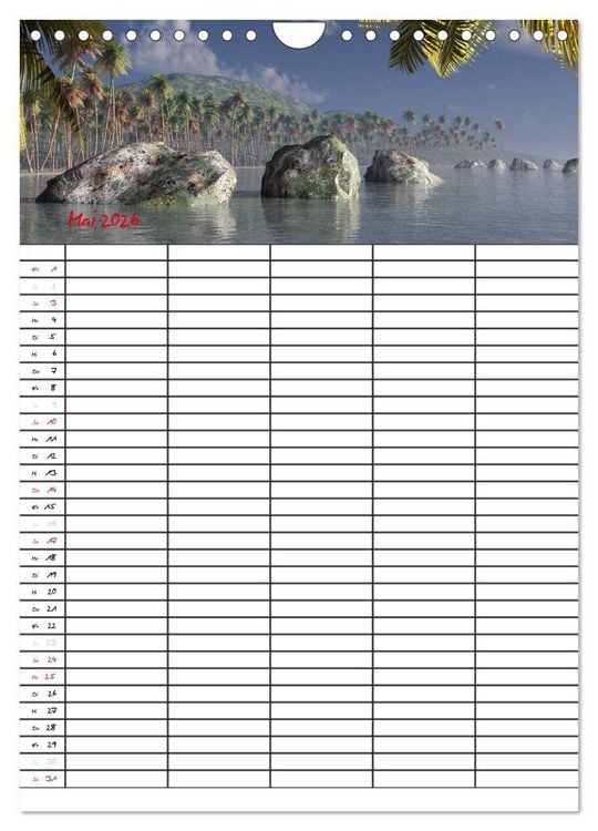 Produktbild: Familienplaner mit sch&ouml;nen Landschaftsbildern (Wandkalender 2026 DIN A4 hoch), CALVENDO Monatskalender