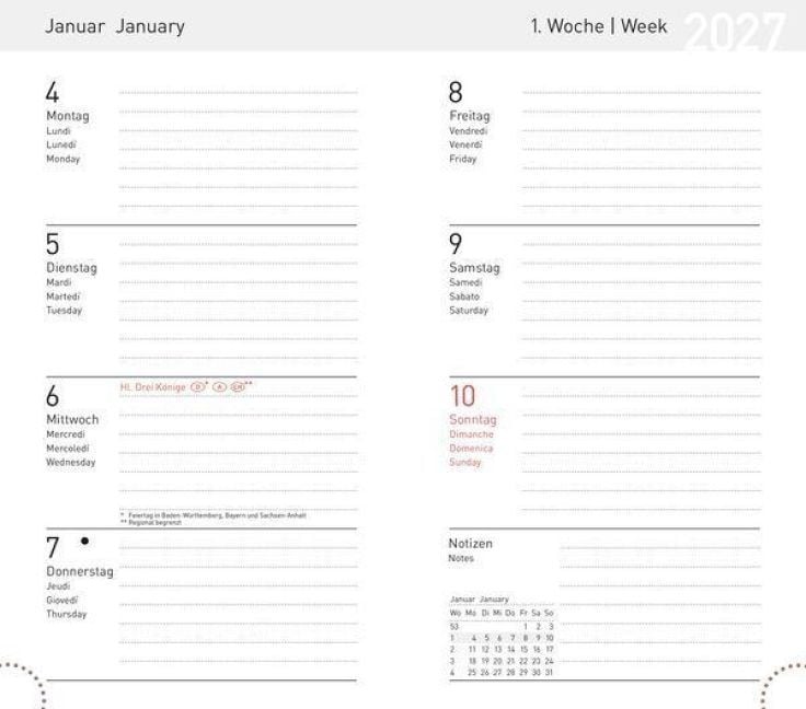 Produktbild: Taschenkalender Modus XL geheftet Einlage 2027
