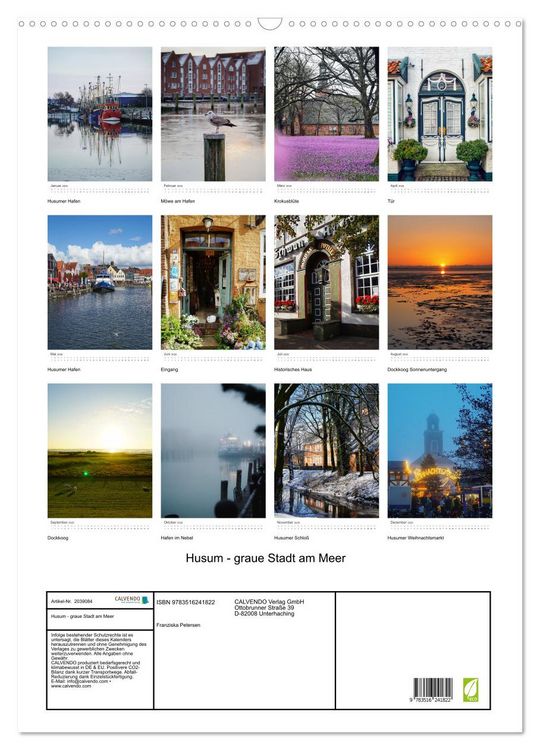 Produktbild: Husum - graue Stadt am Meer (Wandkalender 2026 DIN A2 hoch), CALVENDO Monatskalender