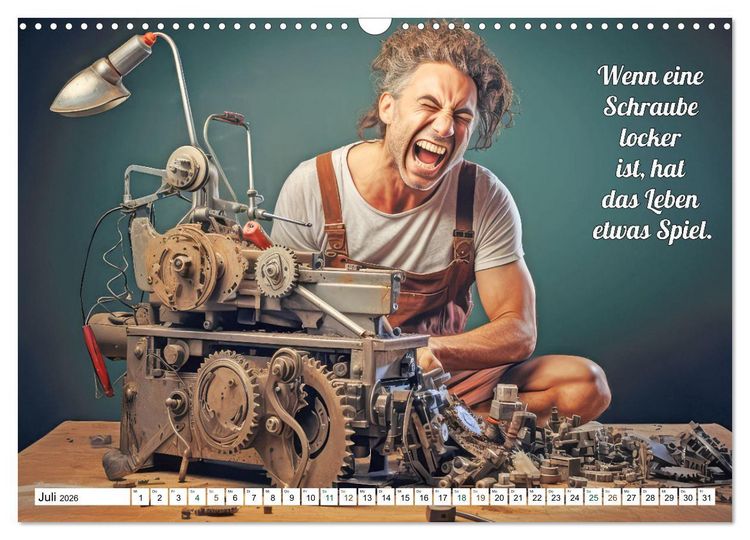 Produktbild: Spr&uuml;che mit Humor - KI-Bilder (Wandkalender 2026 DIN A3 quer), CALVENDO Monatskalender