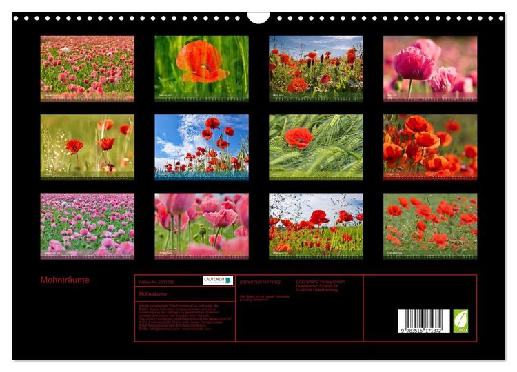 Produktbild: Mohntr&auml;ume (Wandkalender 2026 DIN A3 quer), CALVENDO Monatskalender
