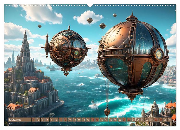 Produktbild: Steampunk Flugmaschinen (Wandkalender 2026 DIN A2 quer), CALVENDO Monatskalender