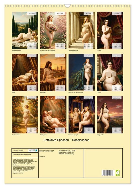 Produktbild: Entbl&ouml;&szlig;te Epochen &ndash; Renaissance (Wandkalender 2027 DIN A2 hoch), CALVENDO Monatskalender