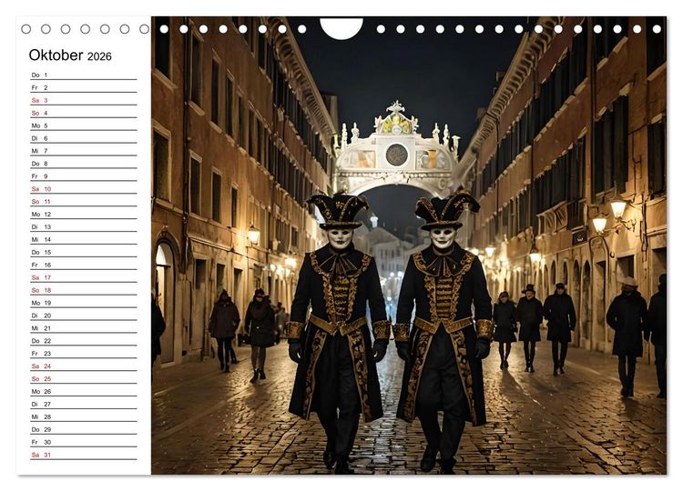 Produktbild: M&auml;rchenhafte Maskerade KI - Karnevalserlebnis in Venedig (Wandkalender 2026 DIN A4 quer), CALVENDO Monatskalender