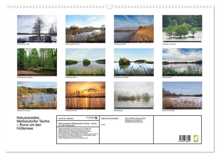 Produktbild: Naturparadies Mei&szlig;endorfer Teiche &ndash; Rund um den H&uuml;ttensee (Wandkalender 2027 DIN A2 quer), CALVENDO Monatskalender