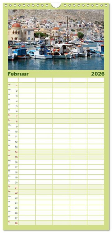 Produktbild: Familienplaner 2026 - Griechische Inseln mit 5 Spalten (Wandkalender, 21 x 45 cm) CALVENDO