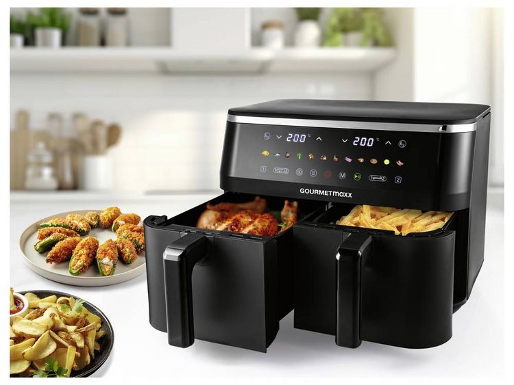 Produktbild: GourmetMaxx 16818 Hei&szlig;luft-Fritteuse 12l 2800W Antihaftbeschichtung, BPA-frei, Cool-Touch-Geh&auml;use, digitaler Timer, Grillfunktion