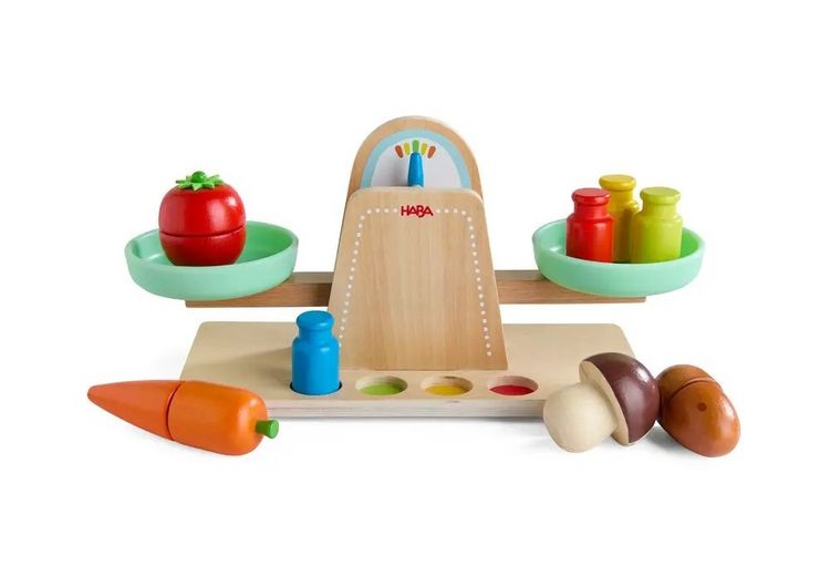 Produktbild: HABA 2012307001 - Creative Play, Waage mit Gewichte, 5-teilig, Zubeh&ouml;r f&uuml;r Spielk&uuml;che/Kaufladen