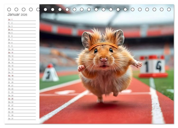 Produktbild: Hamster Olympiade - Der flauschigste Wettkampf des Jahres (Tischkalender 2026 DIN A5 quer), CALVENDO Monatskalender