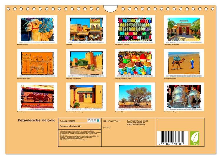 Produktbild: Bezauberndes Marokko (Wandkalender 2026 DIN A4 quer), CALVENDO Monatskalender