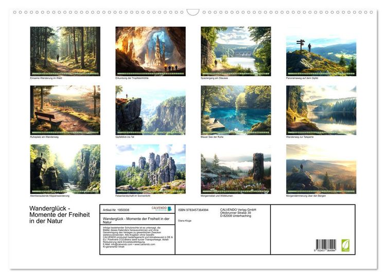 Produktbild: Wandergl&uuml;ck - Momente der Freiheit in der Natur (Wandkalender 2026 DIN A2 quer), CALVENDO Monatskalender