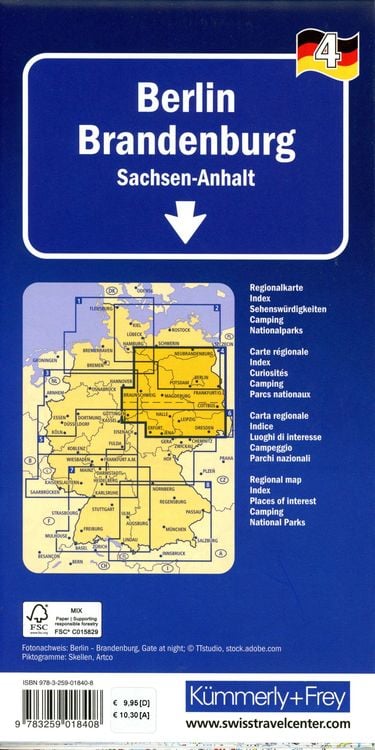 Produktbild: K&uuml;mmerly+Frey Regional-Strassenkarte 4 Berlin Brandenburg 1:275.000