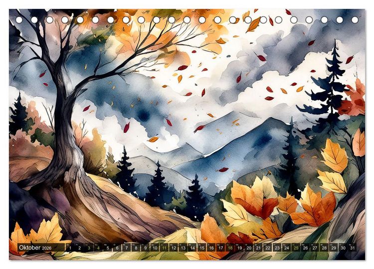 Produktbild: Die Natur in Aquarellbildern (Tischkalender 2026 DIN A5 quer), CALVENDO Monatskalender