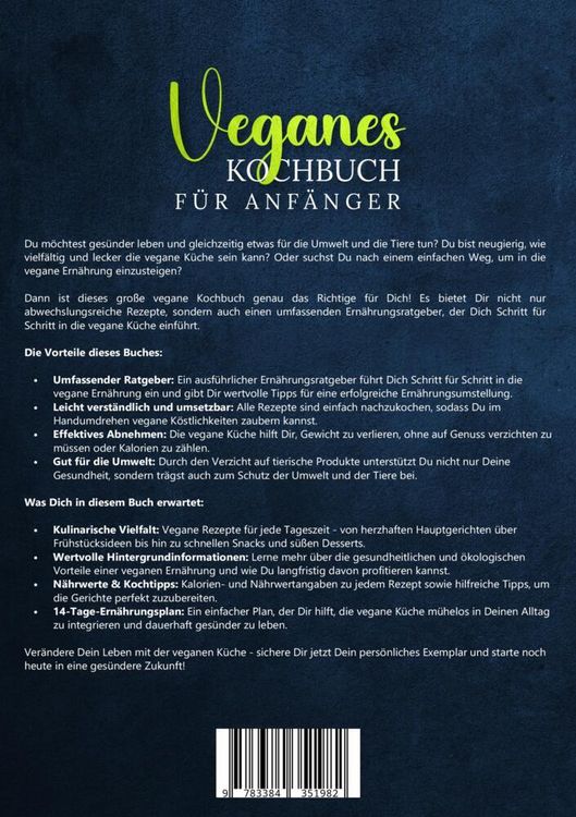 Produktbild: Veganes Kochbuch f&uuml;r Anf&auml;nger