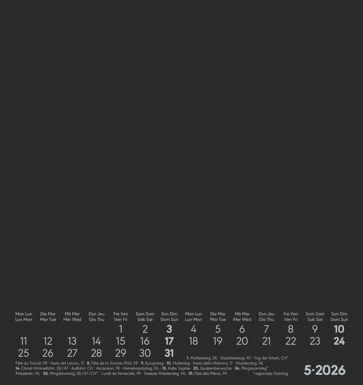 Produktbild: Kreativ-Kalender schwarz 2026 - 16x17 cm - Foto, Malen, Basteln - datiert - Kreativkalender - Foto-Kalender - Alpha Edition