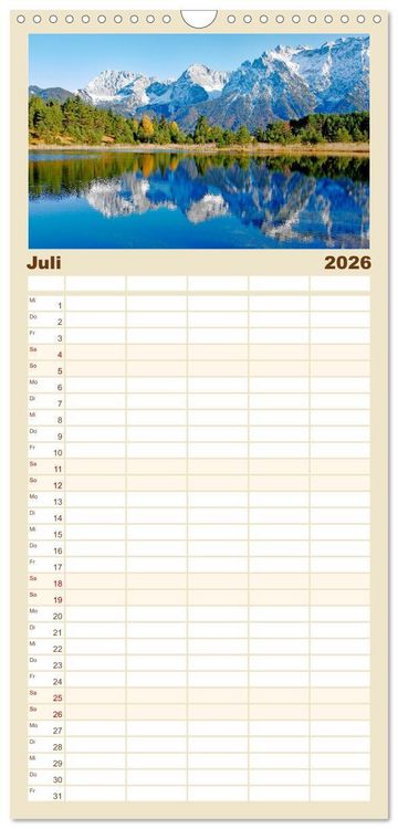 Produktbild: Familienplaner 2026 - Rund um Mittenwald mit 5 Spalten (Wandkalender, 21 x 45 cm) CALVENDO