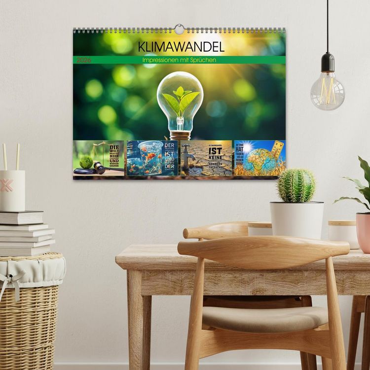 Produktbild: KLIMAWANDEL - Impressionen mit Spr&uuml;chen (Wandkalender 2026 DIN A3 quer), CALVENDO Monatskalender