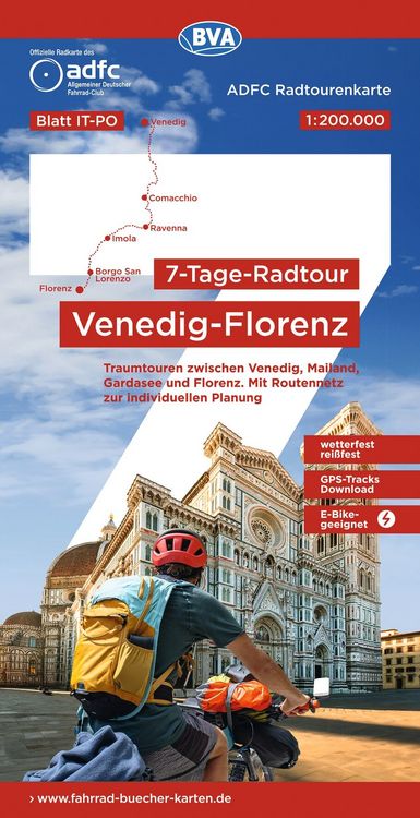 Produktbild: BVA ADFC Radtourenkarte 7-Tage-Radtour Venedig-Florenz, 1:200.000