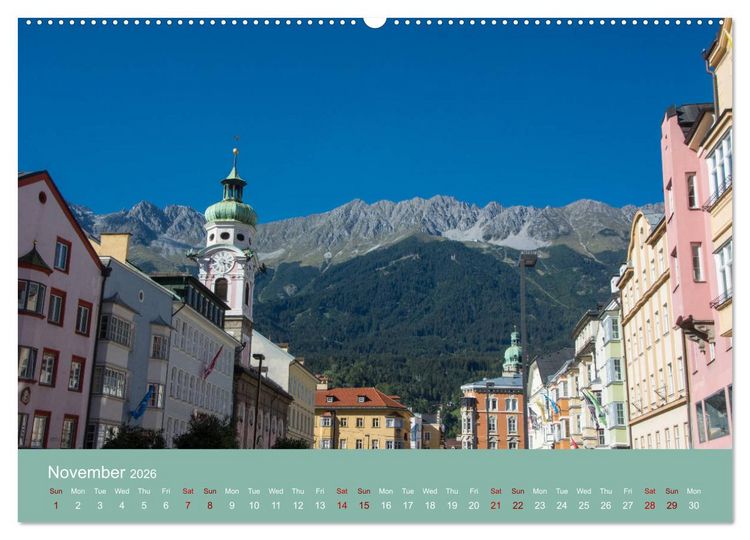Produktbild: Innsbruck - Austria&lsquo;s capital of the alps (High Quality Premium Wall Calendar 2026 DIN A2 landscape),CALVENDO 12 Month Wall Calendar