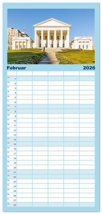 Produktbild: Familienplaner 2026 - Virginia. Amerikanische Sch&ouml;nheit zwischen K&uuml;ste und Bergen mit 5 Spalten (Wandkalender, 21 x 45 cm) CALVENDO