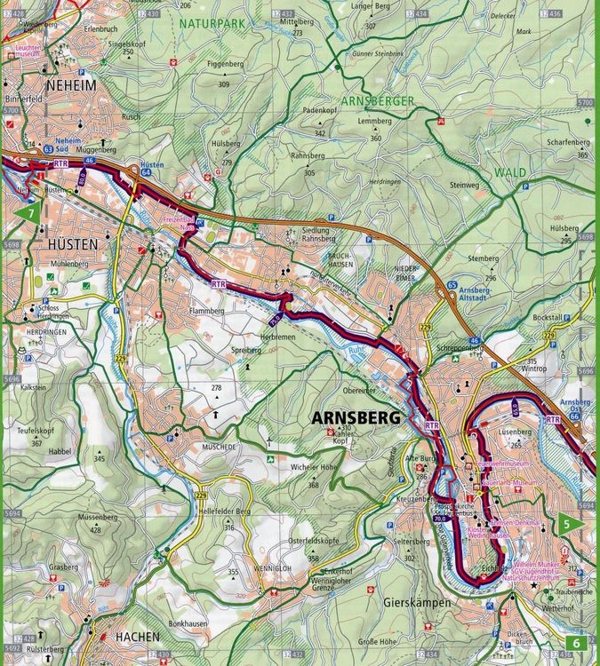 Produktbild: Publicpress Leporello Radtourenkarte RuhrtalRadweg, Winterberg, Duisburg 1:50.000
