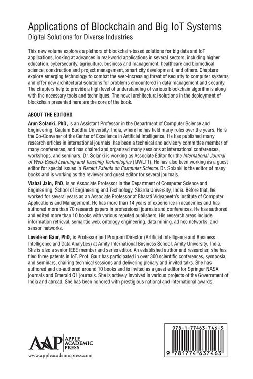 Produktbild: Applications of Blockchain and Big IoT Systems